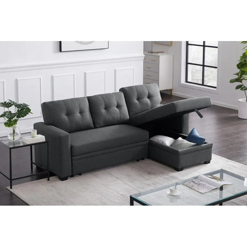 Divano componibile imbottito estraibile con chaise longue