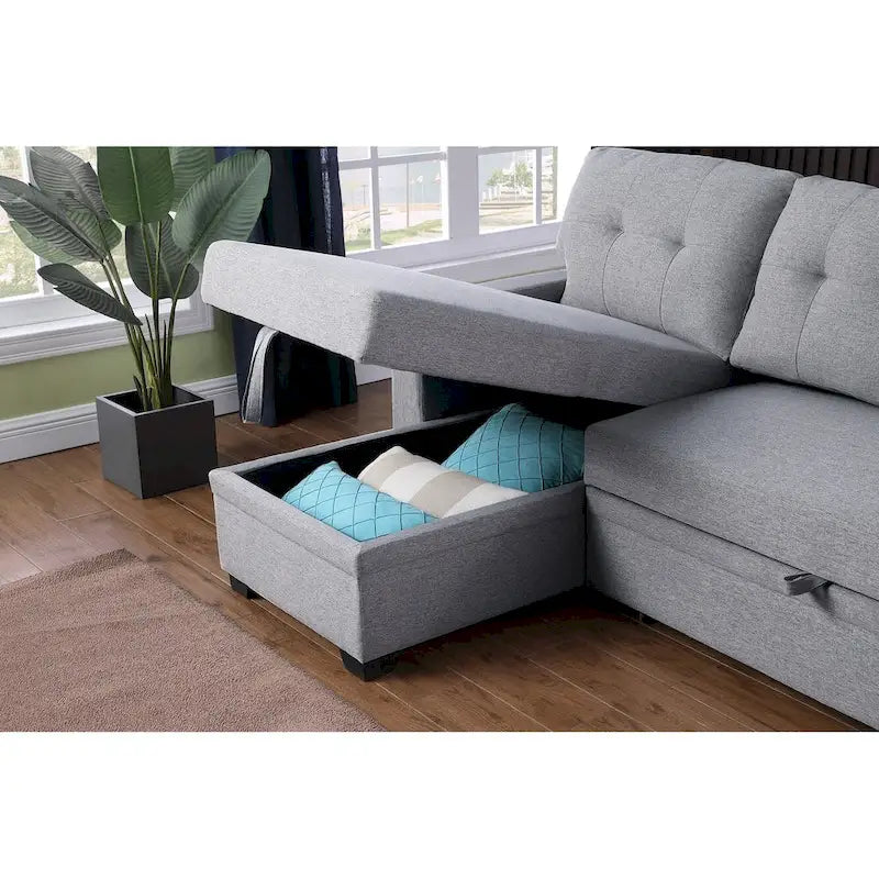 Divano componibile imbottito estraibile con chaise longue
