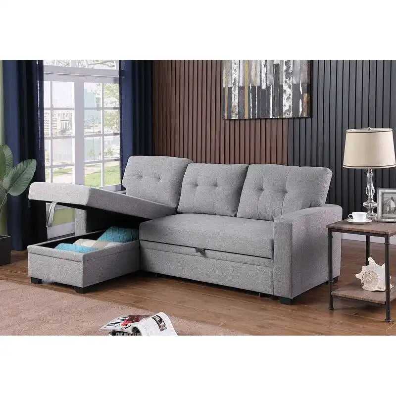 Divano componibile imbottito estraibile con chaise longue