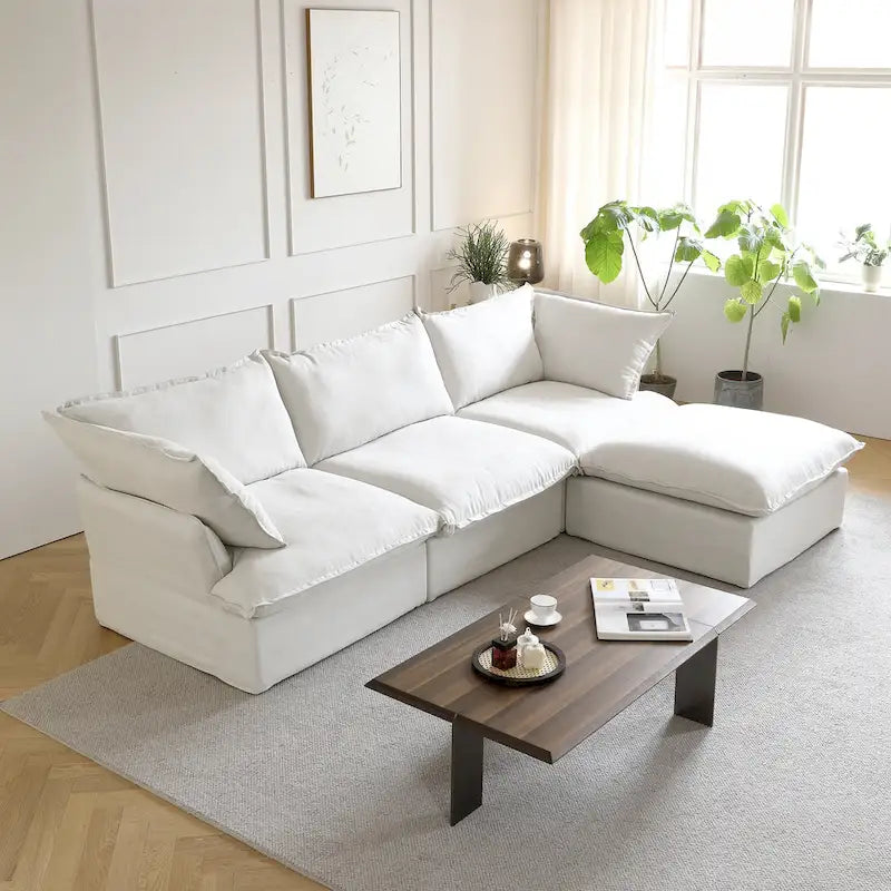 Divano componibile imbottito in velluto stile minimalista 123