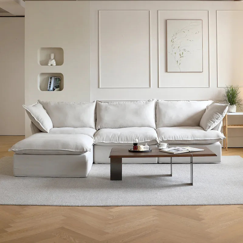 Divano componibile imbottito in velluto stile minimalista 123