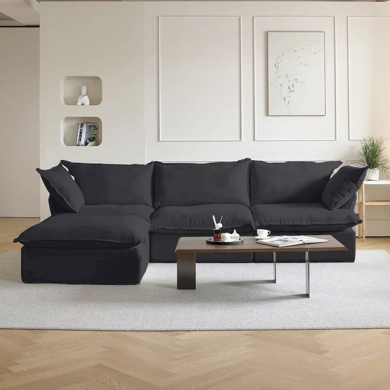 Divano componibile imbottito in velluto stile minimalista 123