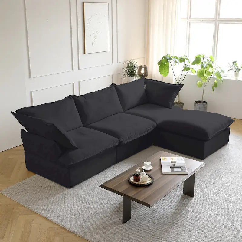 Divano componibile imbottito in velluto stile minimalista 123