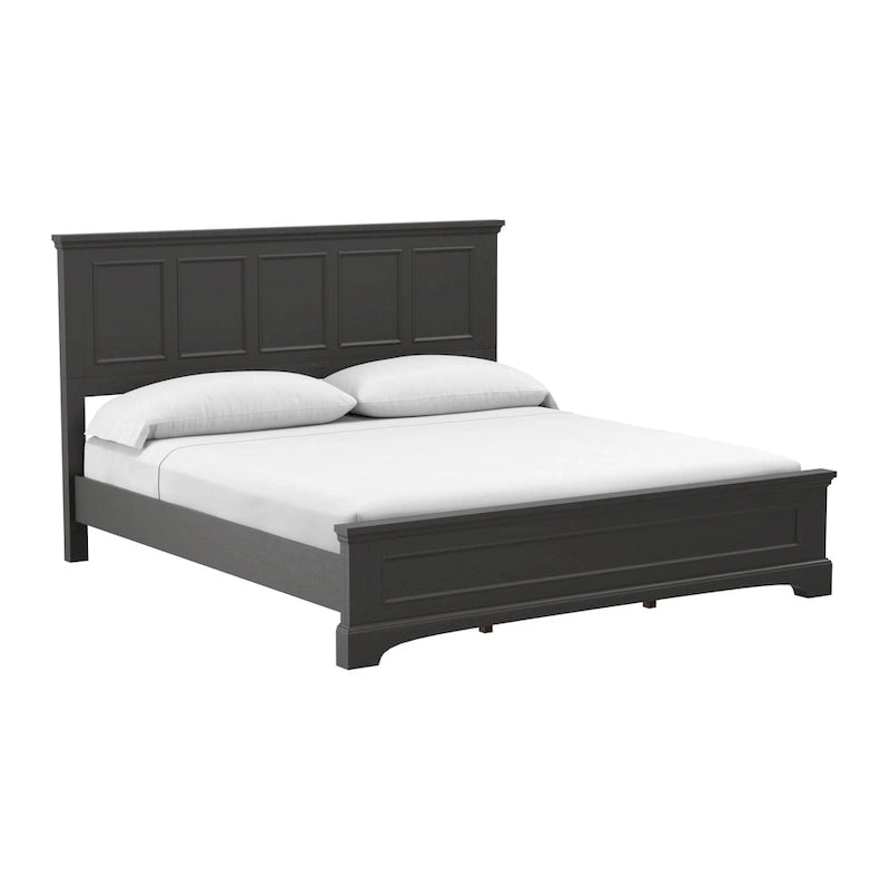 Set Letto a Pannelli Rurale con Finitura Nera - Stile Rustico