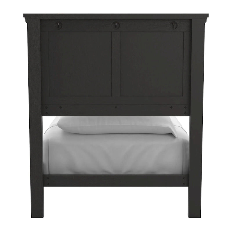 Set Letto a Pannelli Rurale con Finitura Nera - Stile Rustico