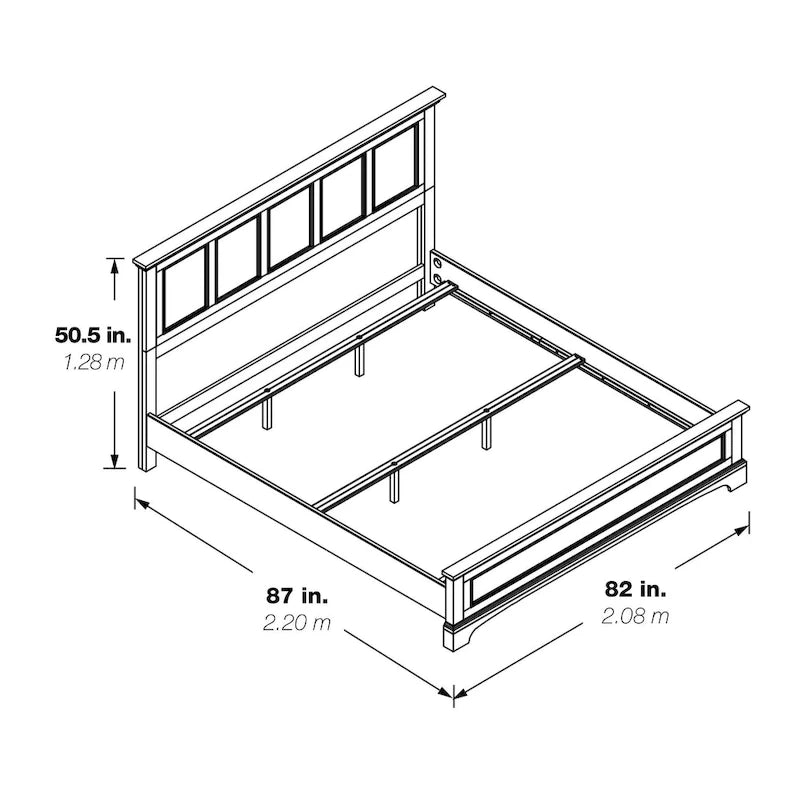 Set Letto a Pannelli Rurale con Finitura Nera - Stile Rustico