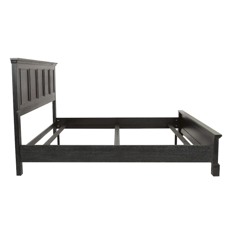 Set Letto a Pannelli Rurale con Finitura Nera - Stile Rustico