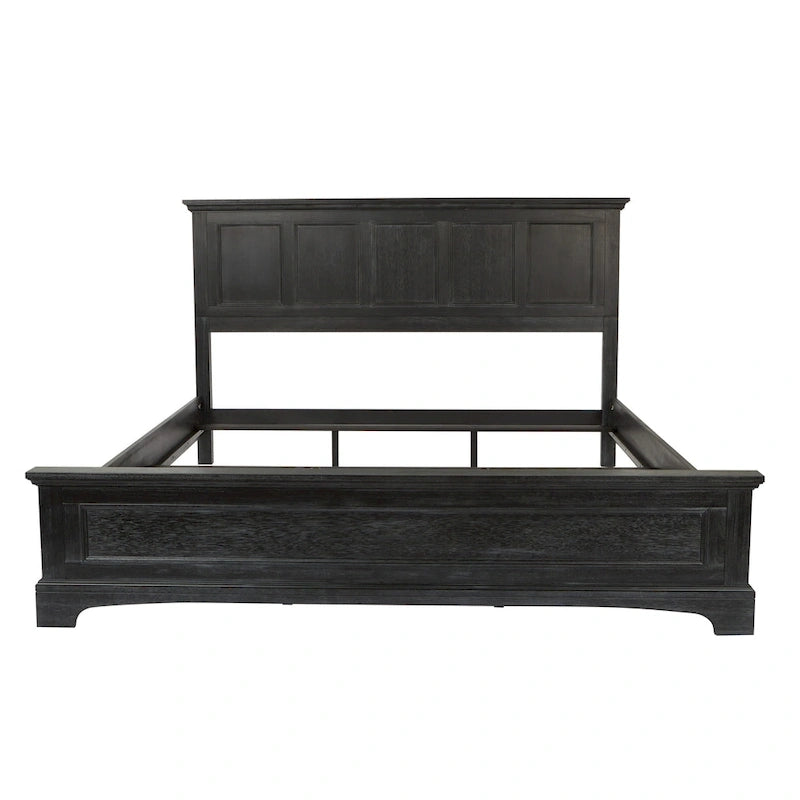 Set Letto a Pannelli Rurale con Finitura Nera - Stile Rustico