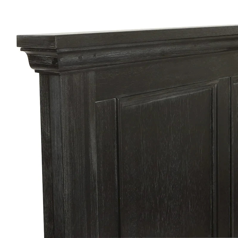 Set Letto a Pannelli Rurale con Finitura Nera - Stile Rustico