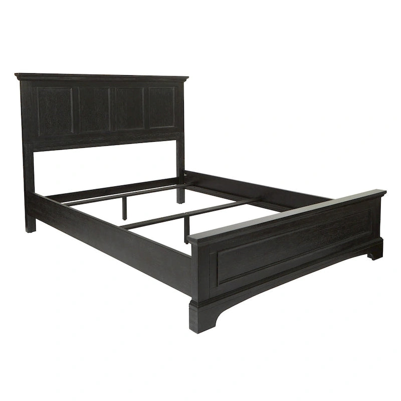 Set Letto a Pannelli Rurale con Finitura Nera - Stile Rustico