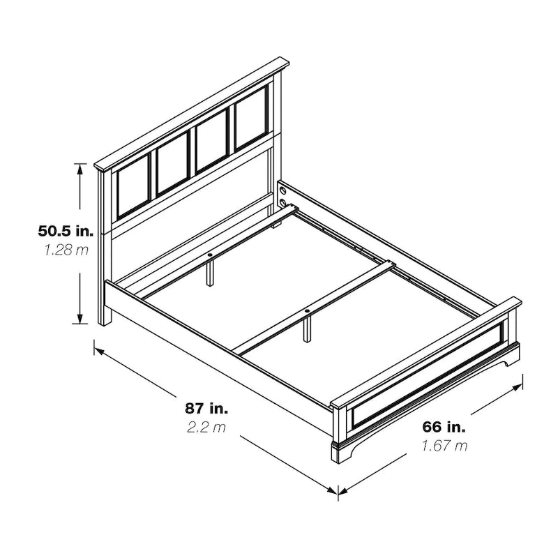 Set Letto a Pannelli Rurale con Finitura Nera - Stile Rustico