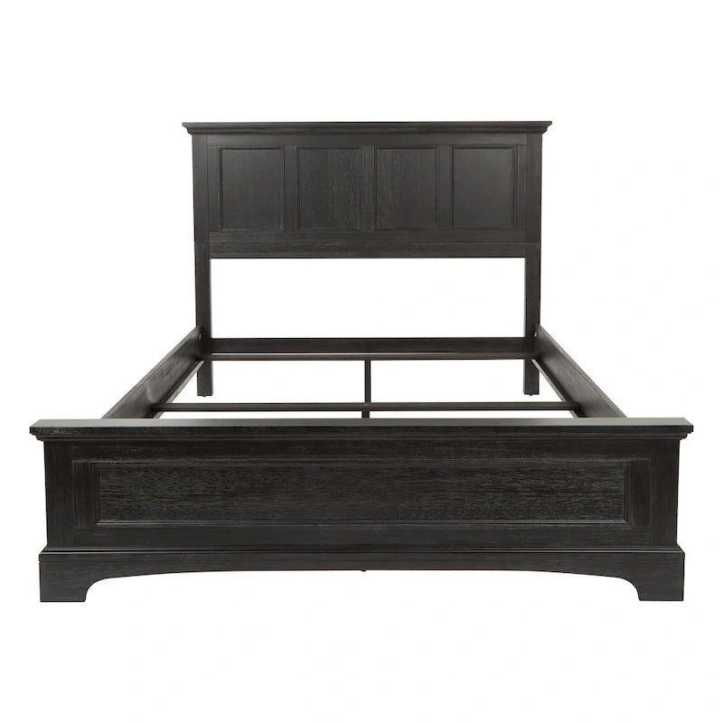 Set Letto a Pannelli Rurale con Finitura Nera - Stile Rustico