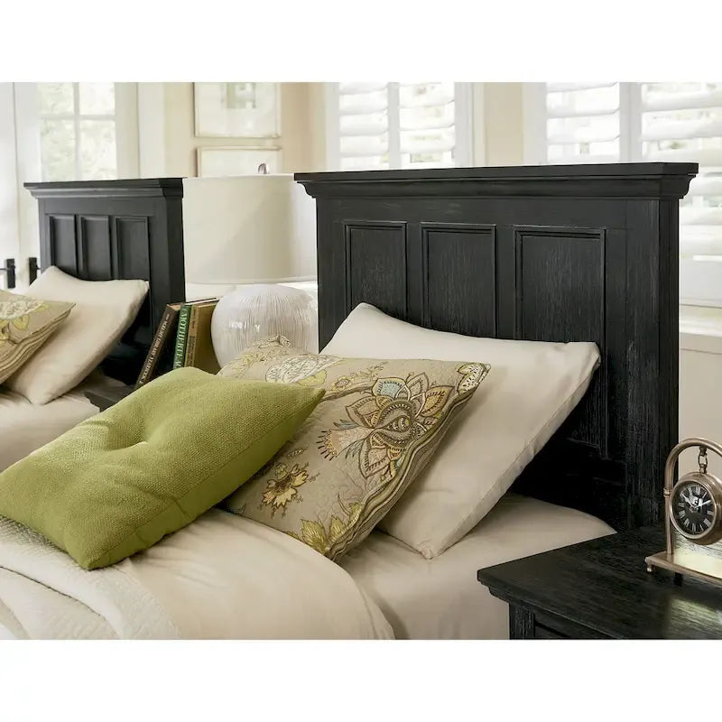 Set Letto a Pannelli Rurale con Finitura Nera - Stile Rustico
