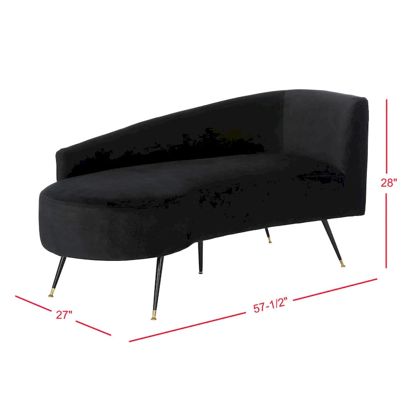 Divanetto retrò Black & Gold Velvet Glam - 57,5"L x 27"P x 28"H