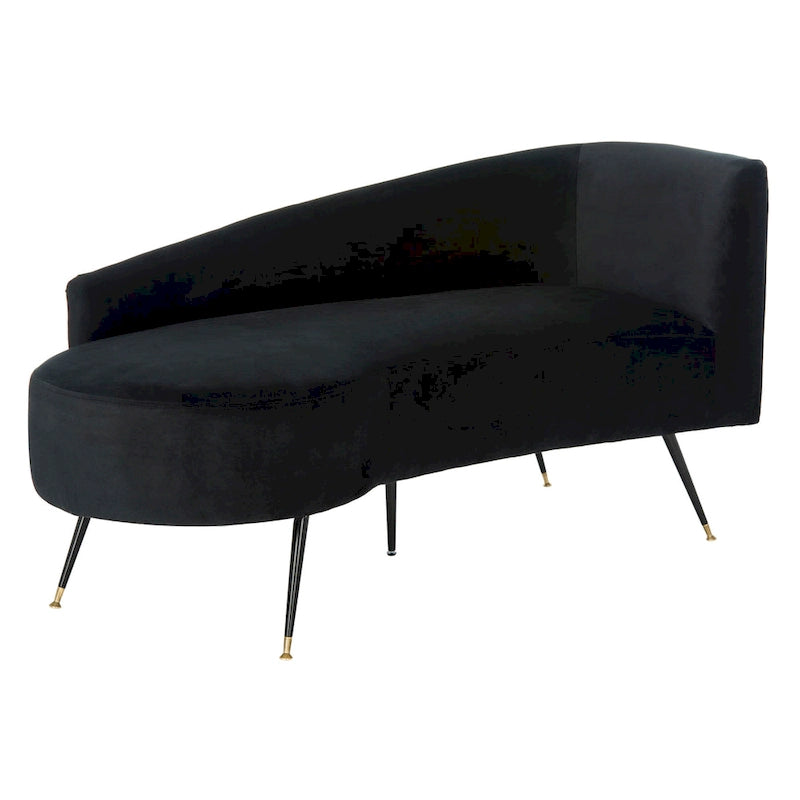 Divanetto retrò Black & Gold Velvet Glam - 57,5"L x 27"P x 28"H
