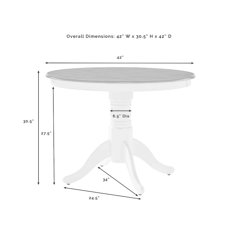 Tavolo da pranzo rotondo 42" - Stile a piedistallo rustico, 4 posti a sedere