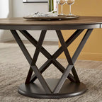 Tavolo da pranzo rotondo bicolore con vassoio girevole Lazy Susan
