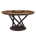 Tavolo da pranzo rotondo bicolore con vassoio girevole Lazy Susan