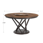 Tavolo da pranzo rotondo bicolore con vassoio girevole Lazy Susan
