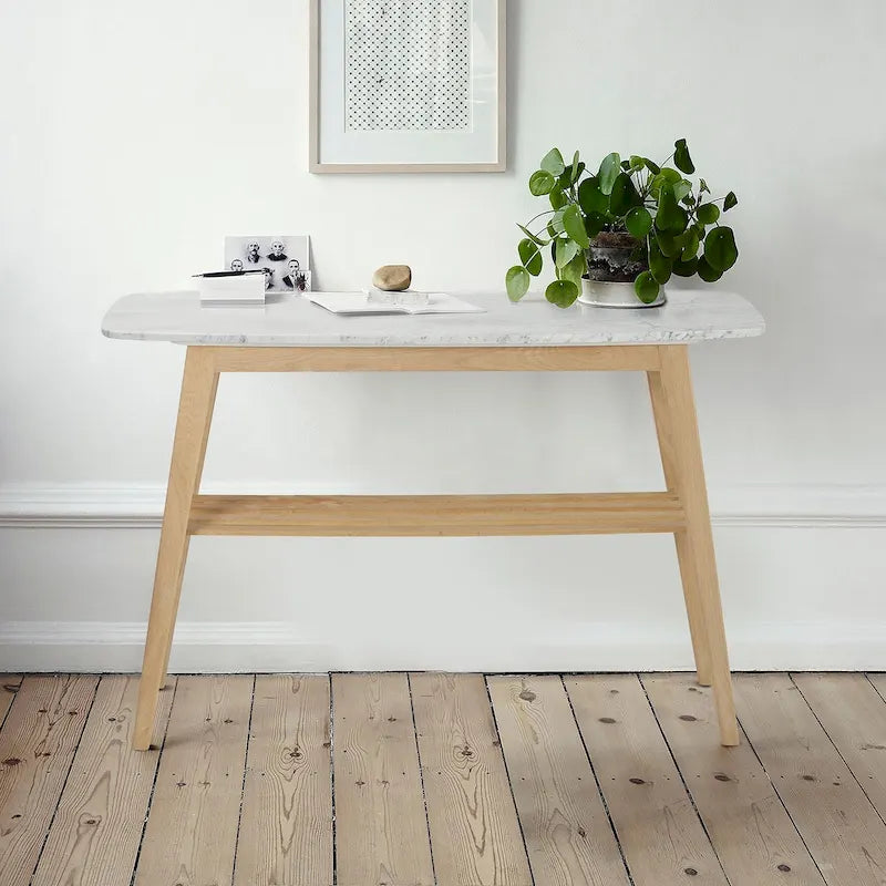 Consolle rettangolare Castello 43 con ripiano in marmo bianco di Carrara - 43L x 12W x 31H - 43L x 12W x 31H