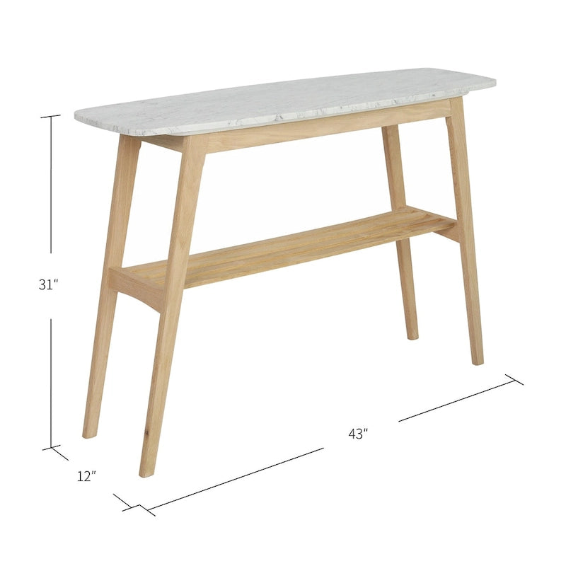 Consolle rettangolare Castello 43 con ripiano in marmo bianco di Carrara - 43L x 12W x 31H - 43L x 12W x 31H