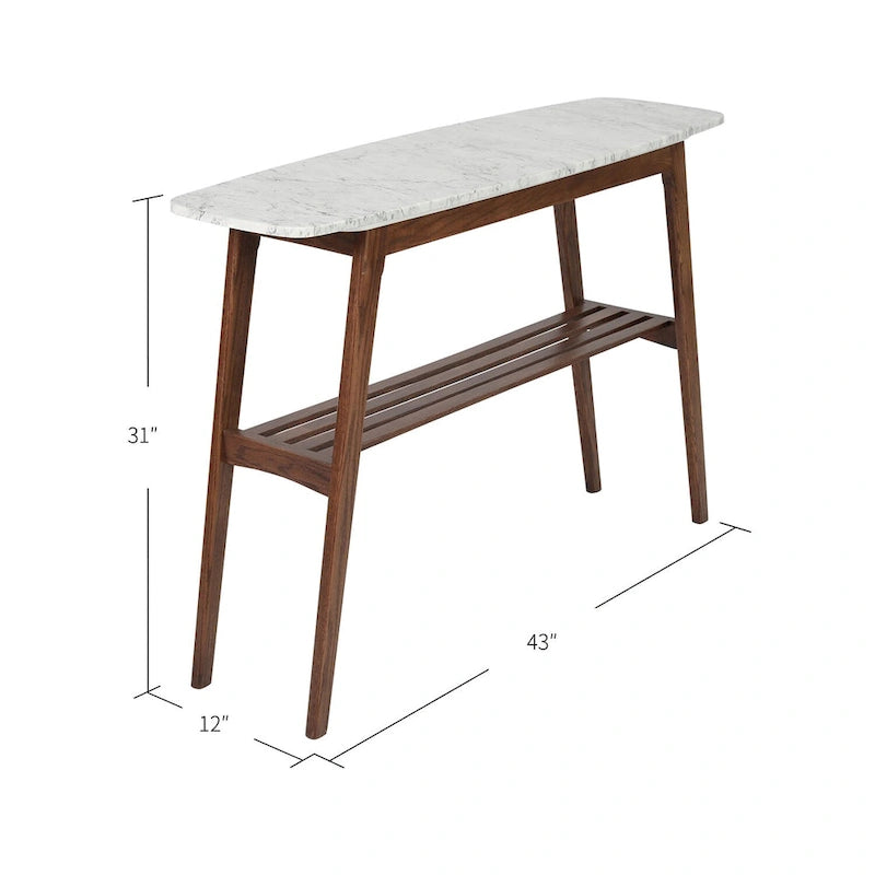 Consolle rettangolare Castello 43 con ripiano in marmo bianco di Carrara - 43L x 12W x 31H - 43L x 12W x 31H