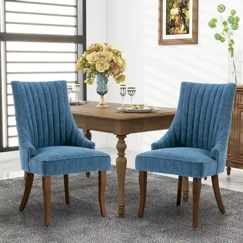 Set di 2 sedie da pranzo imbottite Wingback, sedie da pranzo laterali in tessuto, sedie da soggiorno per cucina di casa