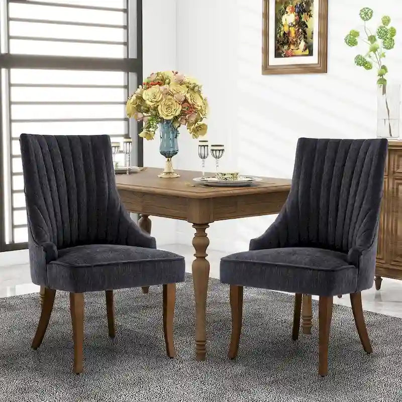 Set di 2 sedie da pranzo imbottite Wingback, sedie da pranzo laterali in tessuto, sedie da soggiorno per cucina di casa