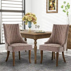Set di 2 sedie da pranzo imbottite Wingback, sedie da pranzo laterali in tessuto, sedie da soggiorno per cucina di casa
