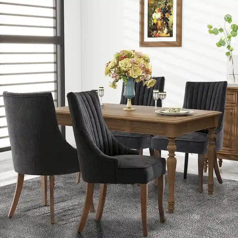 Set di 2 sedie da pranzo imbottite Wingback, sedie da pranzo laterali in tessuto, sedie da soggiorno per cucina di casa