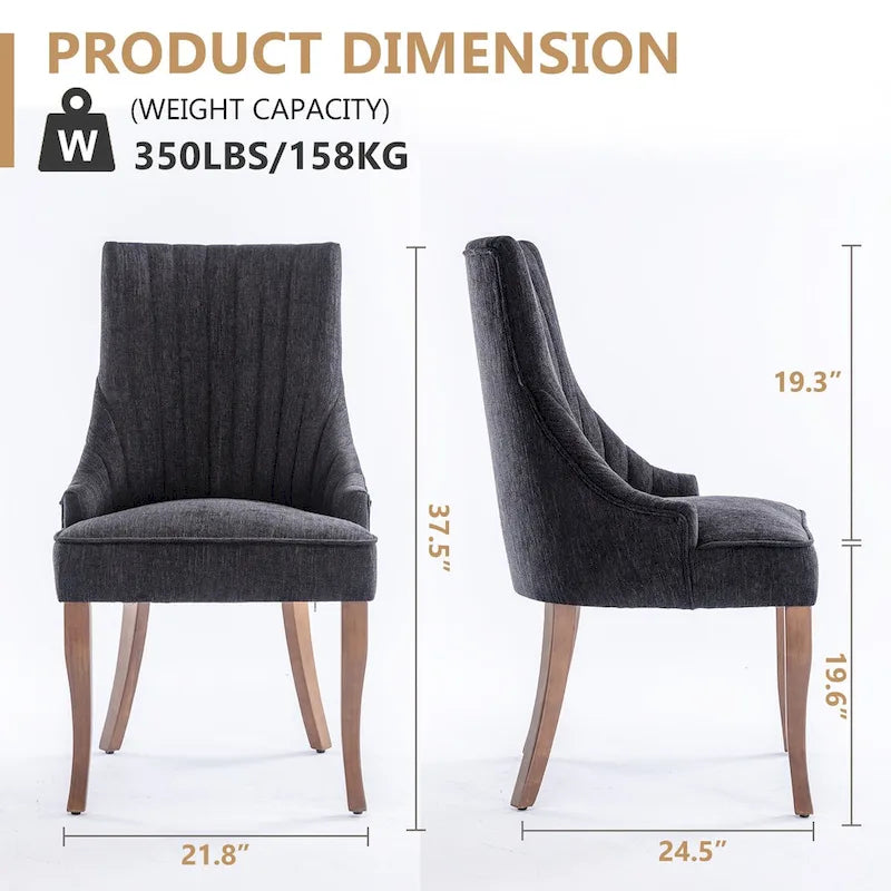 Set di 2 sedie da pranzo imbottite Wingback, sedie da pranzo laterali in tessuto, sedie da soggiorno per cucina di casa