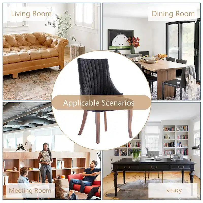 Set di 2 sedie da pranzo imbottite Wingback, sedie da pranzo laterali in tessuto, sedie da soggiorno per cucina di casa
