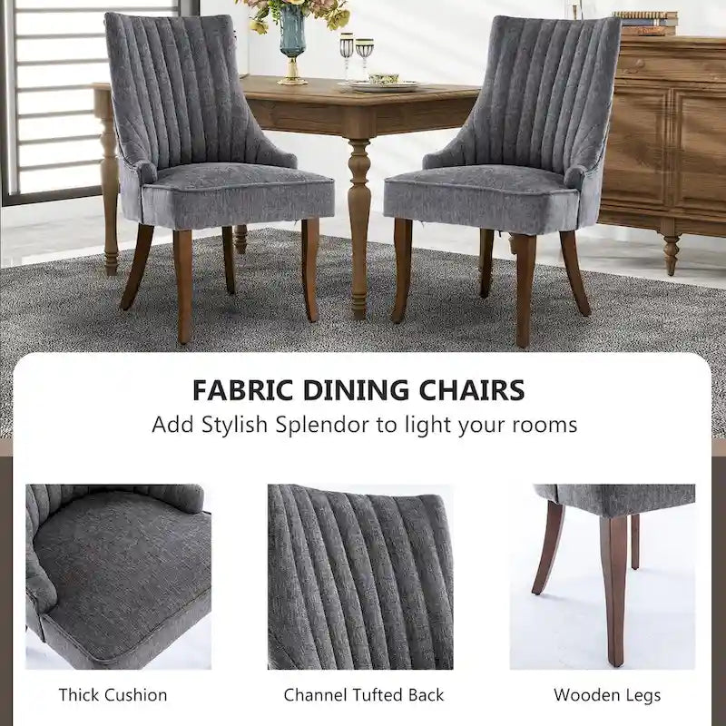 Set di 2 sedie da pranzo imbottite Wingback, sedie da pranzo laterali in tessuto, sedie da soggiorno per cucina di casa