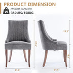 Set di 2 sedie da pranzo imbottite Wingback, sedie da pranzo laterali in tessuto, sedie da soggiorno per cucina di casa