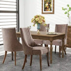 Set di 2 sedie da pranzo imbottite Wingback, sedie da pranzo laterali in tessuto, sedie da soggiorno per cucina di casa