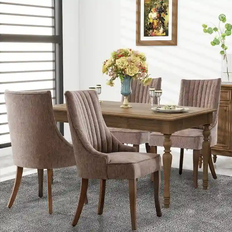 Set di 2 sedie da pranzo imbottite Wingback, sedie da pranzo laterali in tessuto, sedie da soggiorno per cucina di casa