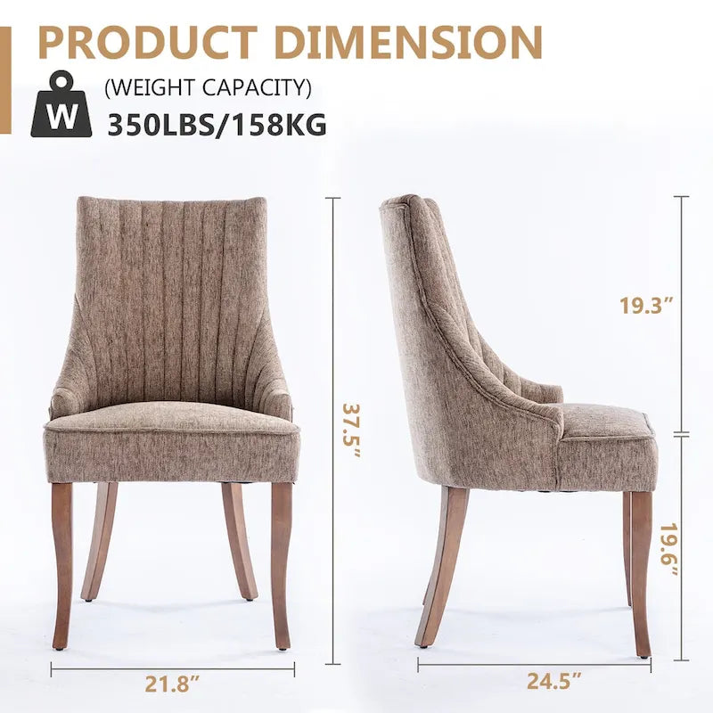 Set di 2 sedie da pranzo imbottite Wingback, sedie da pranzo laterali in tessuto, sedie da soggiorno per cucina di casa