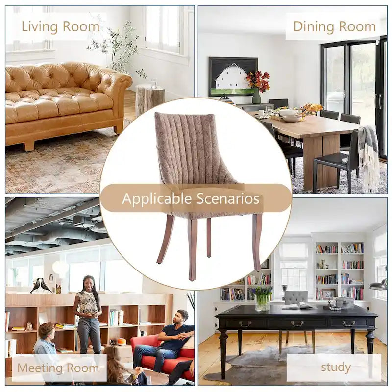 Set di 2 sedie da pranzo imbottite Wingback, sedie da pranzo laterali in tessuto, sedie da soggiorno per cucina di casa