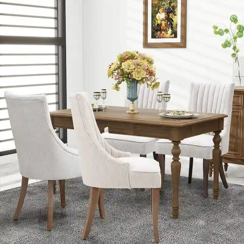 Set di 2 sedie da pranzo imbottite Wingback, sedie da pranzo laterali in tessuto, sedie da soggiorno per cucina di casa