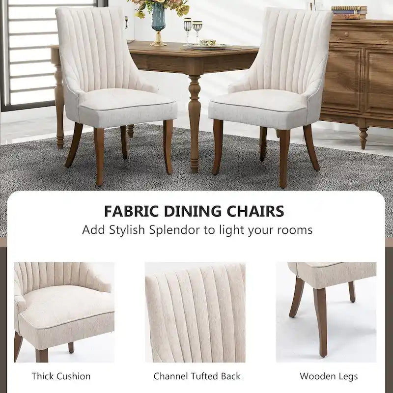 Set di 2 sedie da pranzo imbottite Wingback, sedie da pranzo laterali in tessuto, sedie da soggiorno per cucina di casa