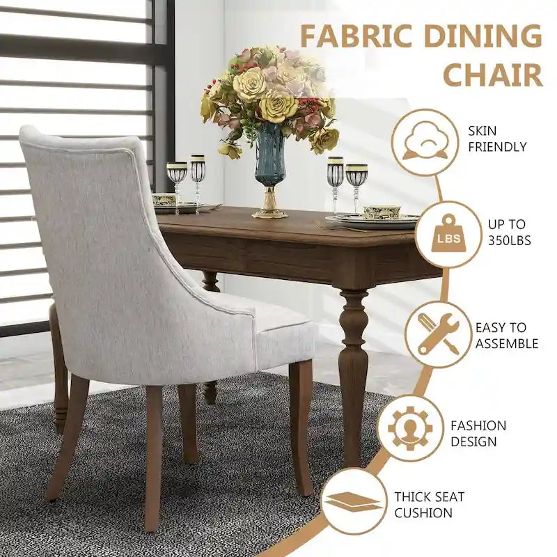 Set di 2 sedie da pranzo imbottite Wingback, sedie da pranzo laterali in tessuto, sedie da soggiorno per cucina di casa