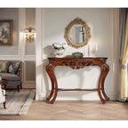 Tavolino Consolle a Due Livelli con Elegante Design Intagliato per Ingresso Soggiorno