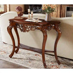 Tavolino Consolle a Due Livelli con Elegante Design Intagliato per Ingresso Soggiorno