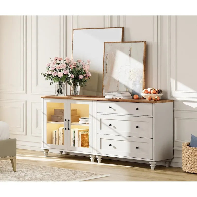 Credenza da Cucina con Mobile Contenitore, Credenza 2 in 1 - 68 Pollici