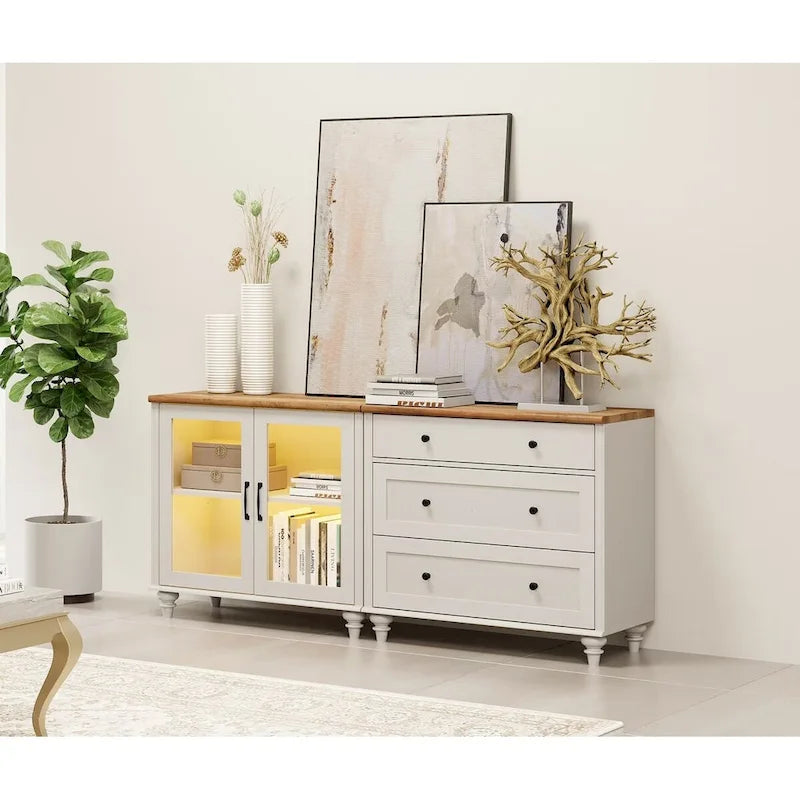 Credenza da Cucina con Mobile Contenitore, Credenza 2 in 1 - 68 Pollici