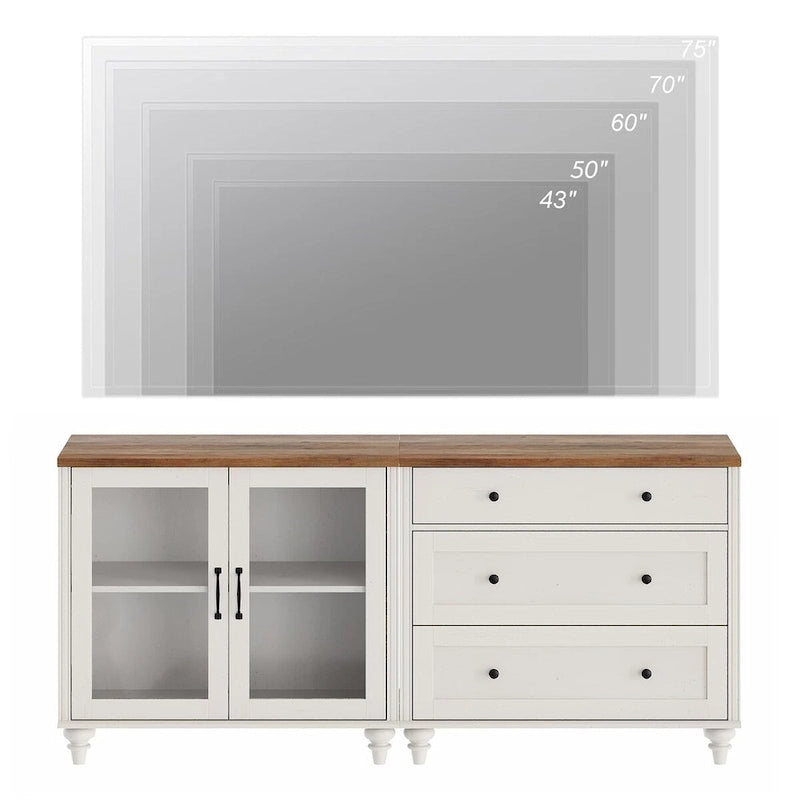 Credenza da Cucina con Mobile Contenitore, Credenza 2 in 1 - 68 Pollici