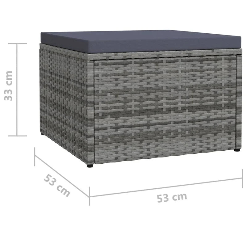 Poggiapiedi Pouf Ottomano in Rattan PE per Esterni, Giardino e Bordo Piscina