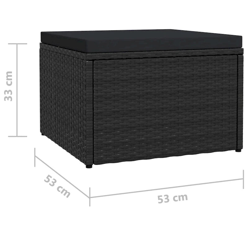 Poggiapiedi Pouf Ottomano in Rattan PE per Esterni, Giardino e Bordo Piscina