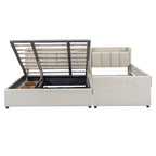 Letto a piattaforma imbottito Twin XL con sistema di archiviazione idraulico
