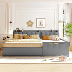Letto a piattaforma imbottito Twin XL con sistema di archiviazione idraulico